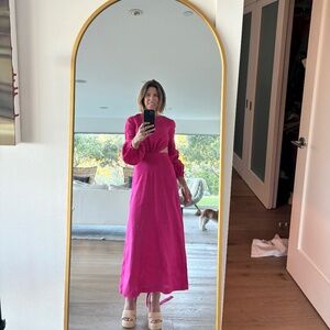 Hot pink linen dress